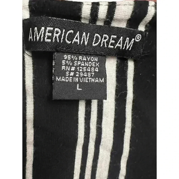 American dream dress v neck black and white striped short sleeve large - Picture 4 of 4